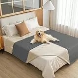 Amarrirose wasserdichte Hundedecke,102x152cm Outdoor Hundematte Waschbar für Grosse Hunde,Flauschig Katze ndecke und Weich Beidseitiger Sofabezug-Schutz,Grau+Beige