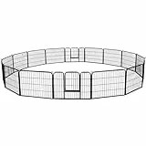 Yaheetech 16-teilig Welpenlaufstall Freigehege mit 2 Türen, Welpenzaun für Hunde je Panel 80 x 60 cm, Schwarz