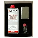 ZIPPO Geschenk-Set Feuerzeugzg.Chrom Geb. incl. 1 FL. Benzin + 6 Feuersteinen