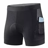 doorslay Herren Fahrradhose Gepolstert Atmungsaktive Radlerhose mit Silikonpolster Schnelltrocknend, Hochelastisch mit Großen Taschen für Lange Fahrten (Asiatische Größe XXL (EU-Größe XL))