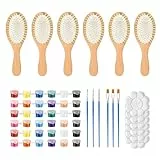 Holzhaarbürsten-Malset - DIY Haarbürsten-Bemalungsset | Handbemaltes Holzhaarbürsten-Set mit Haarkamm,Für Bastelbegeisterte, erwachsene Frauen, Kunst-Anfänger, Partyplaner, Heimwerker, Familien, Gebur