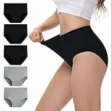 NUOZA Unterhosen Damen Unterwäsche Frauen Baumwoll Bauchweg Unterhose Damen Slips 5er Pack Taillenslip Kaiserschnitt Wochenbett Unterwäsche Pantys Schwarz Grau L