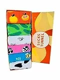 Socks Tunnel Damen Lustige Bunte Socken aus Baumwolle mit Tiermotiv – Katze, Hund, Cartoon-Design (Größe 36-43) (DE/NL/SE/PL, Numerisch, 36, 43, Regular, Regular, 6 Strümpfe set 02)