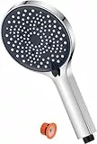 YEAUPE Duschkopf, Handbrause mit 6 Strahlarten, Hochdruck-Duschkopf mit Wassersparend, Shower Head für Baden, Brausekopf mit Antikalk-Funktion, Chrom