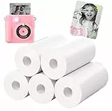 CHRERNA Thermopapier für Kinder Sofortbildkameras, 5 Rollen Thermorollen, Thermodruckerpapier weißes Null Tinten Druckpapier, BPA Frei Nachfüllpapier für Sofortbildkameras (4'' x 2.2'')