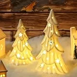 Johiux Weihnachtsdeko Innen,2 Stück LED Weihnachtsbaum Weiß | Weihnachtsdekoration Fensterbank Tischdekorationen | Modernes Design | Innen Weihnachtsdekoration Mit Batterie.