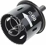 wolfcraft Lochsäge mit Auswerfer und Randsenker, Ø 68 mm I 2158000 I Für Steckdoseninstallationen in Holz und Trockenbauplatten, Schnitttiefe 44 mm