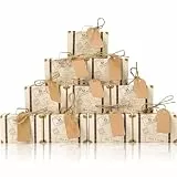 VGOODALL 50 Stück Mini Koffer Hochzeit Gastgeschenk Süßigkeiten Box Vintage Kraftpapier mit Anhänger und Jutefaden für Hochzeit Party Dekoration - Suitcase Candy Box