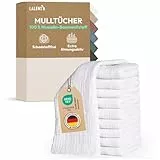 Laleni Spucktücher Baby im 10er Set aus Reiner Baumwolle - schadstofffreie Mulltücher Baby 70x70 - zert.saugstarke Mussellintücher weich - Musselin Tuch als Mullwindel - waschbare Mulltücher - Weiß