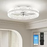 VOLISUN Deckenventilator mit Beleuchtung und Fernbedienung, 6 Windstufen und Dimmbar, Moderner Deckenlampe mit Ventilator, Leiser LED Deckenventilator für Schlafzimmer Wohnzimmer (Weiß, 50CM)