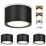 KYOTECH LED Aufbauspots Dimmbar, Ø95x55mm Deckenspots Schwarz, inkl. 7W 800LM GX53 LED Modul 230V, 2700K/4000K/6500K Deckenstrahler Aufputz Spots, Aufbaustrahler für Schlafzimmer Wohnzimme, 4 Stück