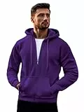 OZONEE Herren Hoodie Sweatjacke Kapuzenpullover Sweatshirt Farbvarianten Kapuzenjacke Kapuzenpulli mit Reißverschluss Langarm Sport Style Casual Fitness Training Basic 777/8524B VIOLETT M