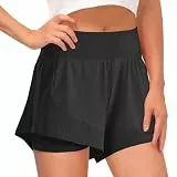 Tincini Shorts Damen Sommer Kurze Hosen Damen 2 in 1 Laufshorts Sport Running Shorts Fitness Sporthose Yoga Jogging Beiläufige Elastisch Schnelltrocknende (B Schwarz, M)