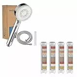 Nafall Hochdruck Duschkopf mit Filter mit 1,5 M Schlauch und Nafall 4-Stück Duschkopf Filter