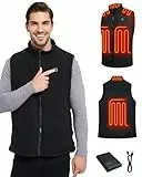 WUEAOA Beheizbare Weste，Heizweste Herren，Beheizbare Weste Herren，herren Beheizte Fleece, Wärmeweste mit Akku 10000mAh, Beheizte Weste,6 Vergrößerten Heizplatten, Outdoor-Arbeit,Wandern, Angeln, Winter