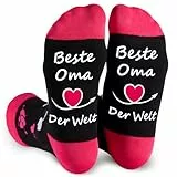 HUEGLO Muttertagsgeschenke für Mama Oma Geschenk Lustige Geschenke Für Frauen,Beste Mama/Oma Der Welt Lustige Socken Damen Geschenk Muttertag Geburtstag Weihnachtsgeschenke Geburtstagsgeschenk