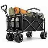 Bollerwagen Faltbar 200L 160KG Belastbar, Bollerwagen für Strand 84x48x100cm, Klappbarer Strandwagen Breite Reifen, 360° All-Terrain-Rädern, Handwagen für Camping Einkäufe Hunde Garten Strand