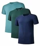 COLORFULLEAF 3/5er Pack Bambus Rundhals T-Shirt Herren Stretch Unterziehshirt Männer Einfarbig Business Arbeitstshirts(3D,M)
