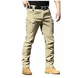 HSUAYEUD Work Trousers Men,Leichte Taktische Cargo-Hose aus Ripstop, wasserabweisend, Wander- und Arbeitshose, Relaxed Fit, schwarz