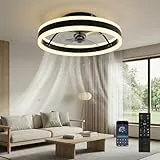 DATO Deckenventilator mit Beleuchtung, 3 Farbtemperatur und 6 Geschwindigkeiten, APP/Fernbedienung Leise Dimmbar, Schwarz, 40CM