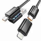 RAVIAD 100W Multi USB Kabel [1M], 4 in 1 Multi Ladekabel 3A Schnellladekabel USB C/USB A auf USB C Kabel, USB C/USB A auf Lightning Kabel für iPhone 17/16/15/14, iPad, Samsung, Huawei, MacBook Pro/Air