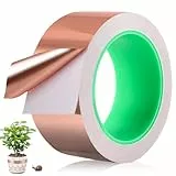 Uoimky Kupferband Gegen Schnecken, 50mm x 20m Beidseitig Leitende Kupferband Selbstklebend Schneckenzaun Schneckenschutz EMI-Abschirmung Kupferfolienband schneckenabwehr hochbeet Schneckenband Kupfer