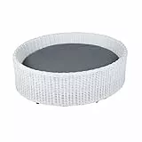 greemotion Hundebett aus weißem Polyrattan mit Kissen, ca. 85 x 25 x 75 cm