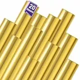 YAFLC Selbstklebend Vinylfolie Plotter, 20 Stück 30.5 x 21cm Plotterfolie Selbstklebend Folie, Permanente Plotterfolie Vinyl für Tassen, Keramik, Fenster, Handyhüllen - Metallisch Gold