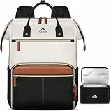MATEIN Rucksack Damen, Laptop Schulrucksack 15,6 Zoll mit Kühltasche, Beige
