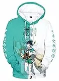 AMOMA Cosplay Anime Spiel 3D Digital Hoodie Freizeit Lange Ärmel Unisex Kapuzenpullover Sweatshirt(L,Venti-GW)