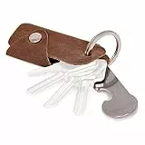 DONBOLSO® Colt I Schlüsseletui mit Einkaufswagenlöser I Leder Etui für 1-6 Schlüssel Schlüsselring I Braun