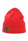 ELKLINE Umschlagmütze mit Elch-Logo Baumwolle Strickmütze, Farbe:rot