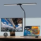 EYOCEAN Schreibtischlampe, Doppelkopf Schreibtischlampe Klemmbar, 16W 72cm Tageslichtlampe Schreibtisch mit Fernbedienung, Dimmbare Monitor Lampe, Schwanenhals Büro Tischlampe, Augenschutz Klemmlampe