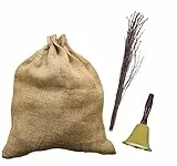 Unbekannt Weihnachtsmann Kostüm Zubehör Set Rute Jute-Sack Glocke Nikolaus-Set