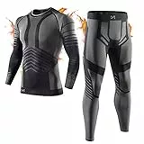 MEETYOO Thermounterwäsche Set Herren, Innenfleece Lange Funktionsunterwäsche Atmungsaktiv Winter Skiunterwäsche Sport Kompressionsanzug für Workout Skifahren Laufen Radsport Wandern