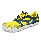 SAGUARO Barfußschuhe Herren Damen Barfuss Schuhe Outdoor Barfussschuhe Leichte rutschfeste Zehenschuhe Barfuß Fitnessschuhe Traillaufschuhe Knallgelb,Gr.38