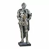 Design Toscano Die Wache des Königs mittelalterliches Dekor Ritterrüstung Gothic Statue, Polyresin, Zinn, 99 cm