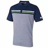 Island Green Herren-Golf-Poloshirt, gestreift L Tinte/Schlachtschiff Grau