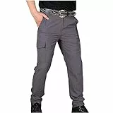UHouse Cargohose Herren Hosen Taktische Hose Regular Fit Wanderhose Leichte Outdoorhose Bequeme Herrenhosen mit Seitentasche Sommer Trekkinghose Einfarbige Freizeithose Blitzangebote Grau L