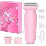 Intimrasierer für frauen, Rasierer damen intimbereich & beine: Schamhaare 2 in 1 Damenrasierer Elektrisch Nass-Trockenrasierer für Bikinizone Achseln Beine, Aufladbare Bikini Trimmer Damen