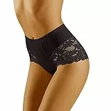 Wolbar Damen Sexy Shapewear-Slips Spitze Miederslip Hohe Taille Figurformende WB184, Schwarz,L