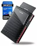 DAPARA Geldbörse Herren | Slim Wallet Herren mit Münzfach & RFID-Schutz | Portmonee Männer | Kartenetui für 12 Karten | Smart Wallet for Men | Karten Geldbeutel | Portemonnaie | Carbon Red
