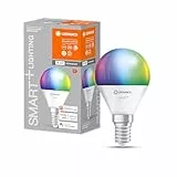 LEDVANCE E14 LED Lampe Mini Bulb, Smart Home Wifi Leuchtmittel mit 4,9W (470lm) ersetzt 40 W Glühbirne, dimmbar, RGBW Lichtfarbe (2700-6500K), steuerbar mit Alexa, google oder App, Lampe im 1er-Pack