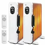 Aigostar Cozy 2 Pack - Energiesparend 2300W Ölradiator mit Fernbedienung, 11Rippen Heizung Elektrisch mit Thermostat, 3 Modi, 24h Timer, LED-Anzeige, Kipp & Überhitzungsschutz Mobiler Heaters for Room