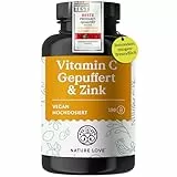 NATURE LOVE® Vitamin C Gepuffert & Zink – 180 Kapseln – hochdosiert 1000mg + 15mg Zink – Fermentation von Mais, pH-neutral, säurefrei – laborgeprüft, vegan und in Deutschland produziert