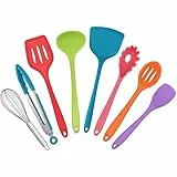 HaWare Küchenhelfer Set, 8 Stück Silikon Küchenutensilien Kochutensilien, Hitzebeständiger Kochgeschirr Kochbesteck Set zum Kochen Backen, Gesund & Antihaft, Spülmaschinenfest - Bunt