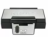 Krups Waffeleisen FDK251, Doppelwaffeleisen, 2 Belgische Waffeln gleichzeitig, Antihaftbeschichtete Platten, für rechteckige, sicher dank isoliertem Griff, 850W, 6x12x12cm, Schwarz