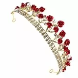FENICAL Elegante mit Funkelnden Strasssteinen Brautkrone Rote aus Legierung Kopfschmuck für Frauen zur Hochzeitsparty und Festliche Auftritte
