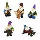 Veemoon 6 Stück Gartenzwerg Statuen aus Kunstharz Miniatur Landschaftsdekoration Farbecht und Formstabil Gartendeko für Balkon Hof und Garten