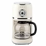 EMERIO Kaffeemaschine Retro Style | 900W | 1,5 Liter | bis zu 12 Tassen | Ziffernblatt für Warmhaltezeit | Dauer-Filter (waschbar) | Warmhaltefunktion | Automatische Abschaltung | CME-1332801